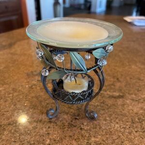 Decorative Metal Candle Holder with Glass Top